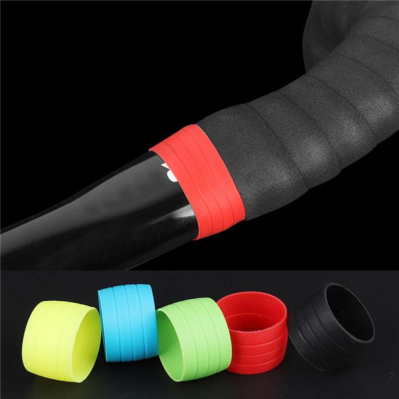 2pcs Silicone Anti-skip Bicycle Handlebar Tape Plug Fixed Ring Road Bike Shift Handle Protection Cover Non-Slip Cycling Accessor