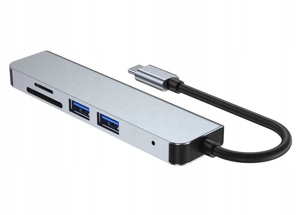 HUB USB-C 3xUSB 3.0 Adapter TF/SD Card Reader Plug and Play