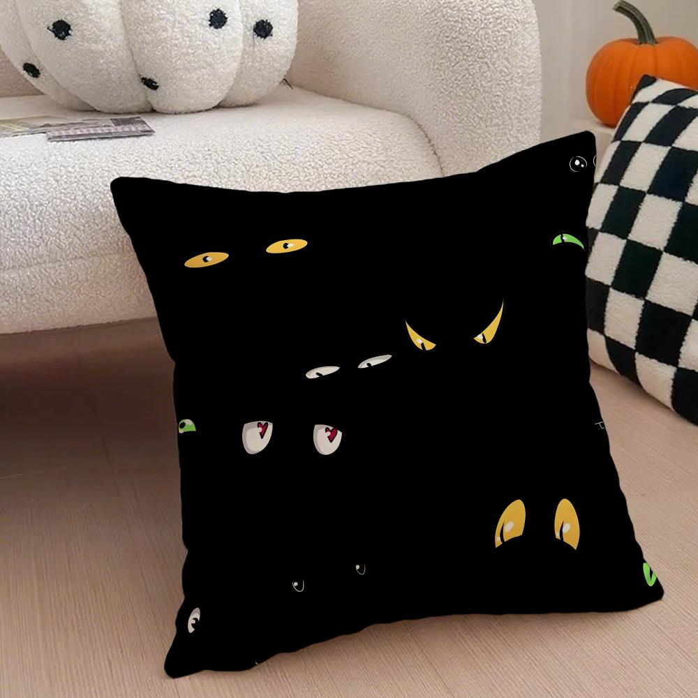 Cute Art Cat Eyes Cushion Cover Throw Pillow Cover Hidden Button Durable Polyester Chair Cushion