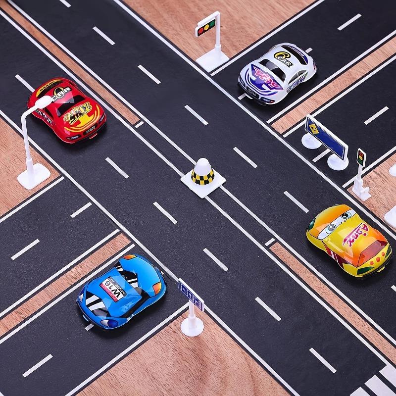Reusable Cartoon Road Track Stickers, Black Road Tape for Party Racing Decor, Glitter Finish Auto-Themed Decoration, 2 Rolls Pack, 16ft x 2in Each