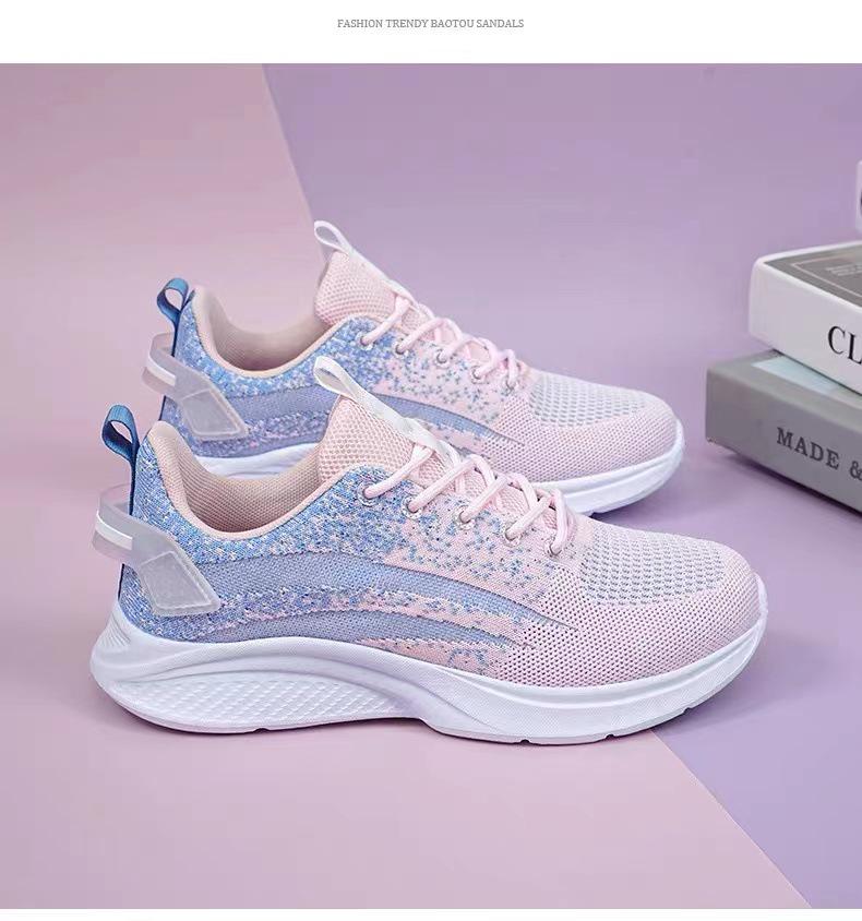 Women's Lightweight Fly-knit Running Shoes - Breathable, Fashionable, Ideal for Spring & Autumn, Perfect for Middle School Students & Travel.