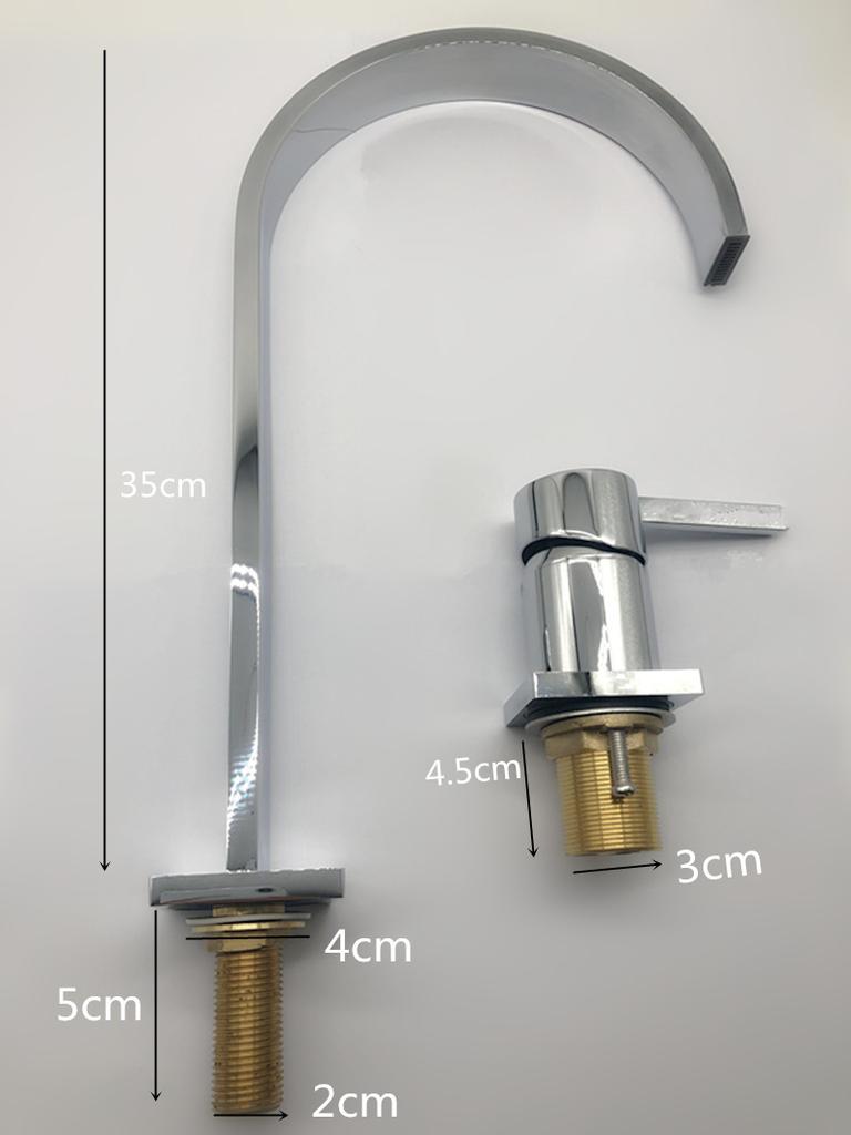 Basin faucet Bathroom super long pipe two holes Rose Gold Widespread bathroom faucet sink tap 360 rotating widespread basin Tap