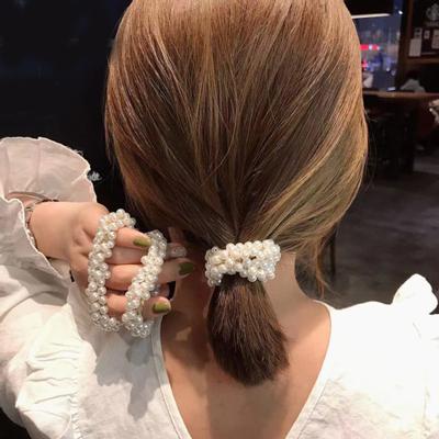 Fashion Lady Faux Pearl Ponytail Holder Elastic Hair Rope Tie Headwear Accessory