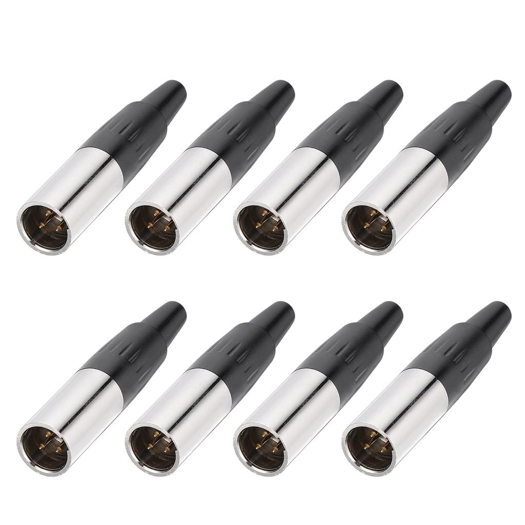 uxcell 8-Pack 3-Pin Mini XLR Male Connector TA4F Jack Adapter Plug Replacement Cable Terminal for Microphones, Audio Amplifiers, Mixers, Recording