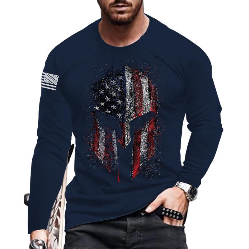 Autumn and Winter T-shirt New Men's Fashion Long Sleeved O-neck 3D Digital Printed Logo Versatile Casual Men's Top