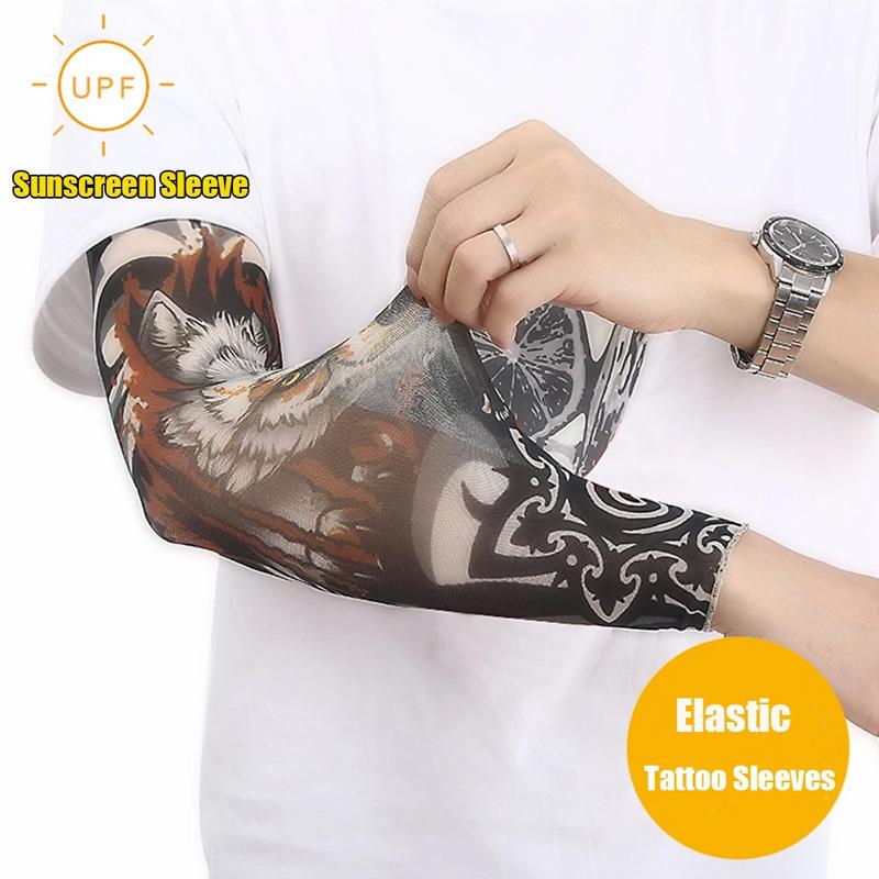 1PC Cooling Outdoor Sport Tattoo Arm Cover Summer Sun Protection New Running Sportswear Flower Arm Sleeves