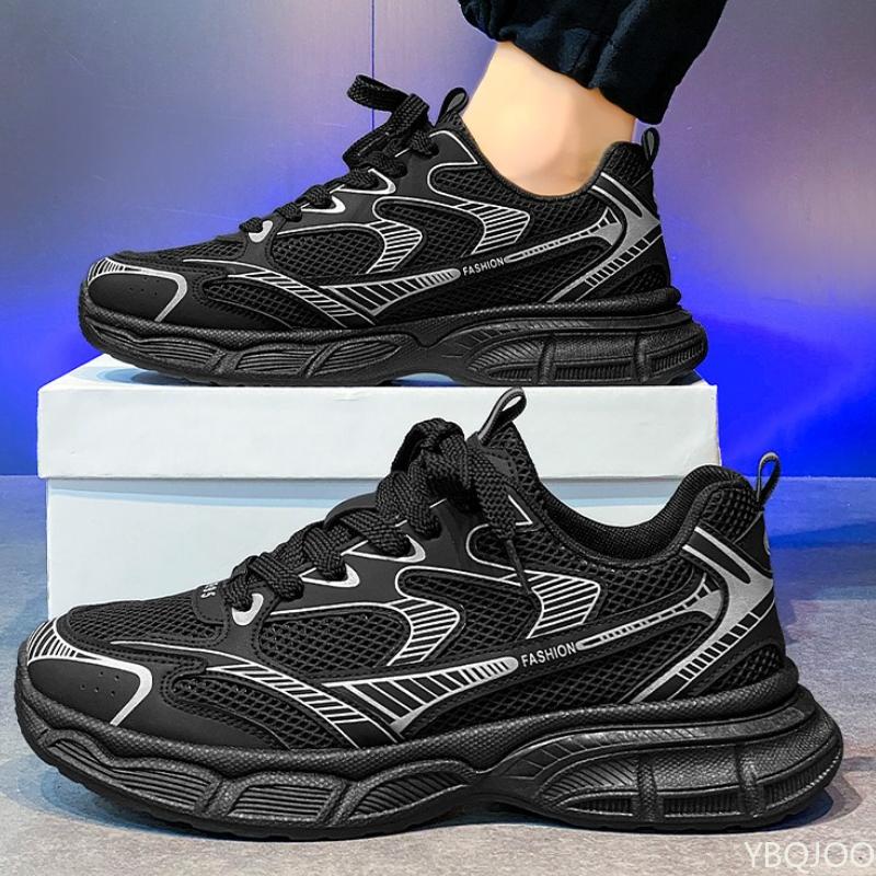 

New mesh breathable casual men s sneakers spring autumn thick soled sports shoes fashionable versatile men s running shoes 39 чёрный