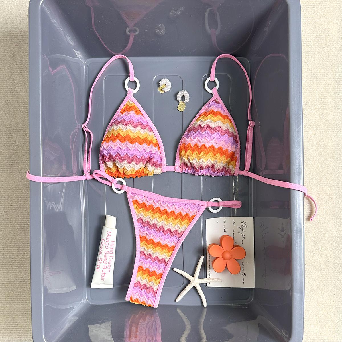 European stripes gradual change bikini summer vacation beach bikini swimsuit swimsuit S