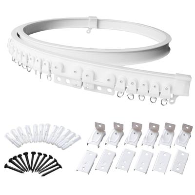 Keihome (2m) White Curtain Rail, Flexible, 2m, 3m, 4m, 5m, Bay Window, Room Divider, Single, with Magnetic Runner