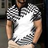 New Men's Polo Shirt Striped Pattern Short Sleeved Top with 3D Color Block Printing Casual Golf Harajuku Polo Shirt