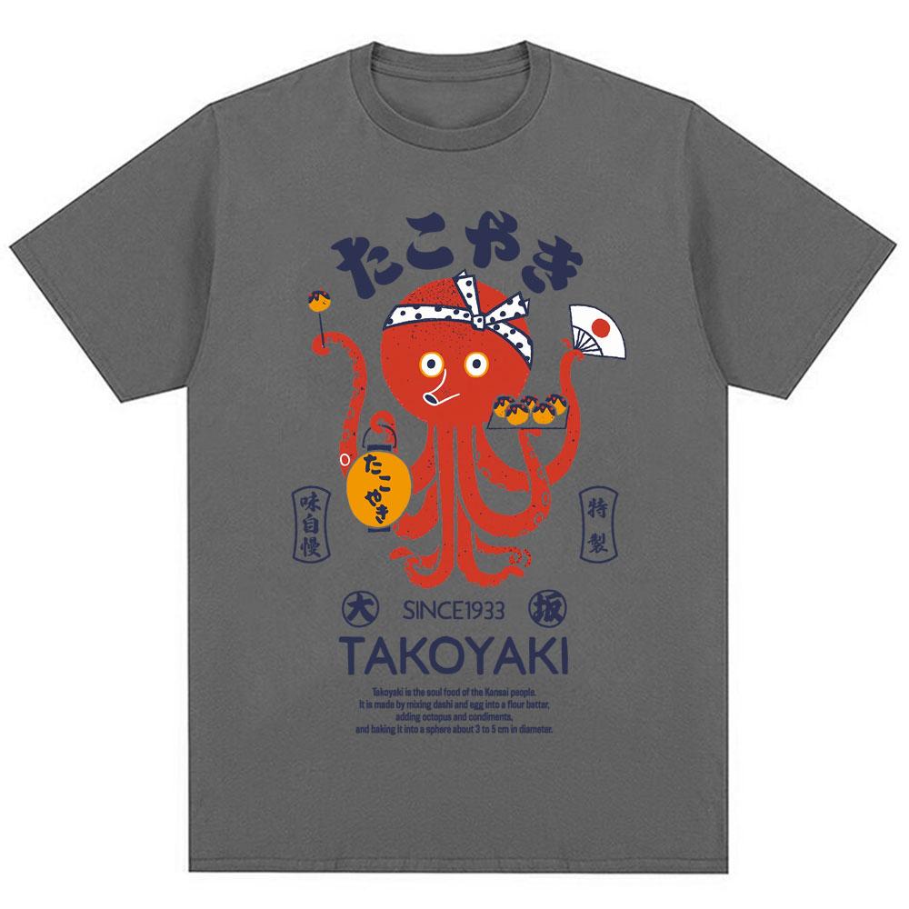 Japan Osaka Dotonbori T-Shirts Mode Herren Damen Lustig Takoyaki Osaka Betrunkener Oktopus T-Shirt Übergroß Vintage Baumwoll-T-Shirts