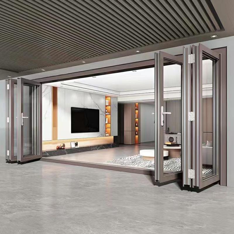 Aluminum Alloy Folding Sliding Door for Villa Balcony with Floor-to-Ceiling Glass Panels