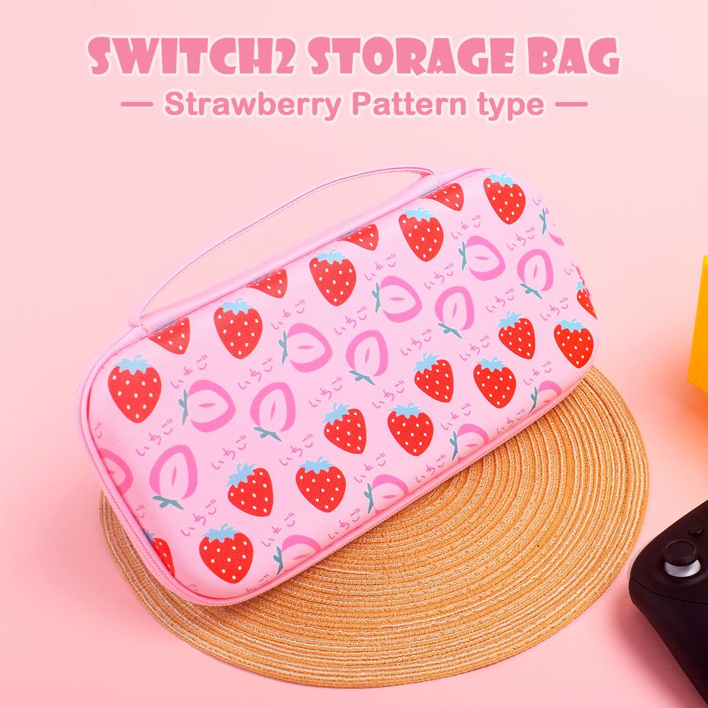 Cute Carrying Case For Nintendo Switch 2 Model 2026 Hard portable travel case suitable strawberry themed switch accessories