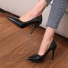 Pointed Toe Stiletto Single Shoes Autumn New Shallow Slip Feet Patent Leather Non-Slip Wear-Resistant High Heels