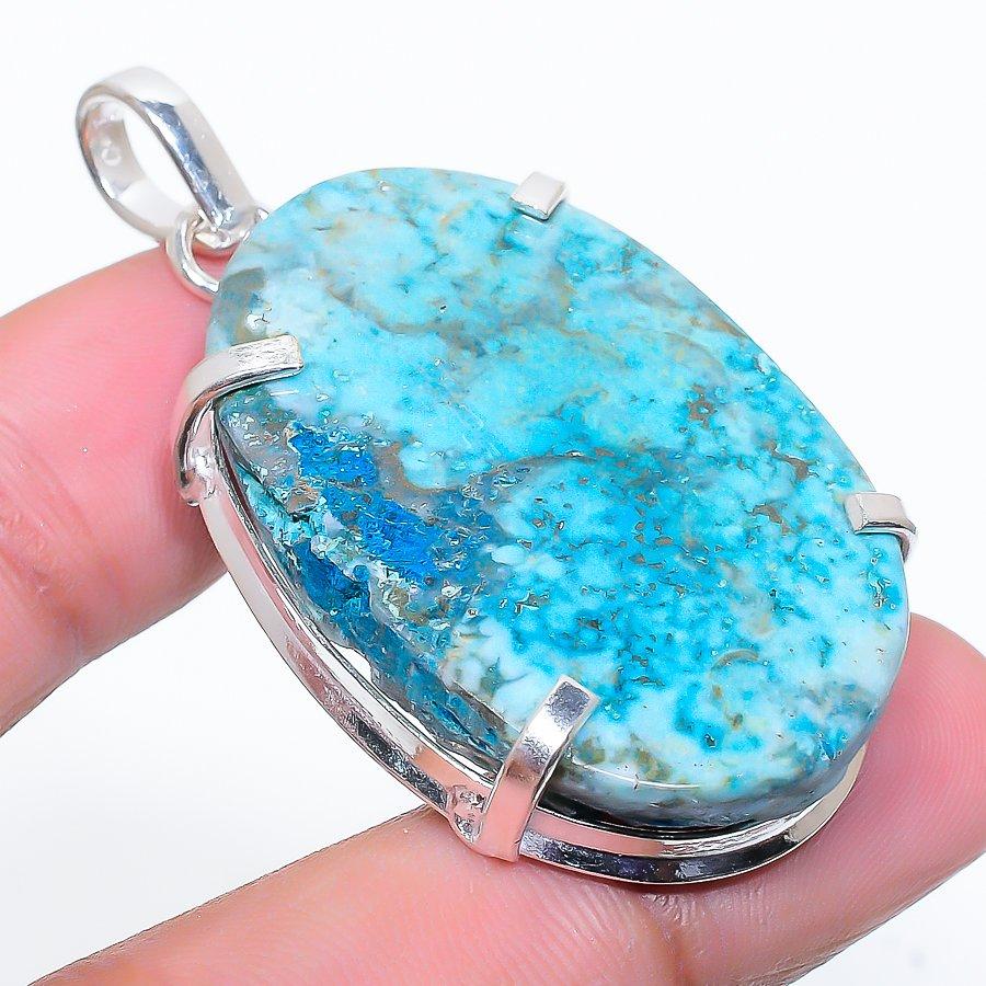 

Natural Tibetan Turquoise Gemstone 925 Sterling Silver Pendant 2.05 E5M92