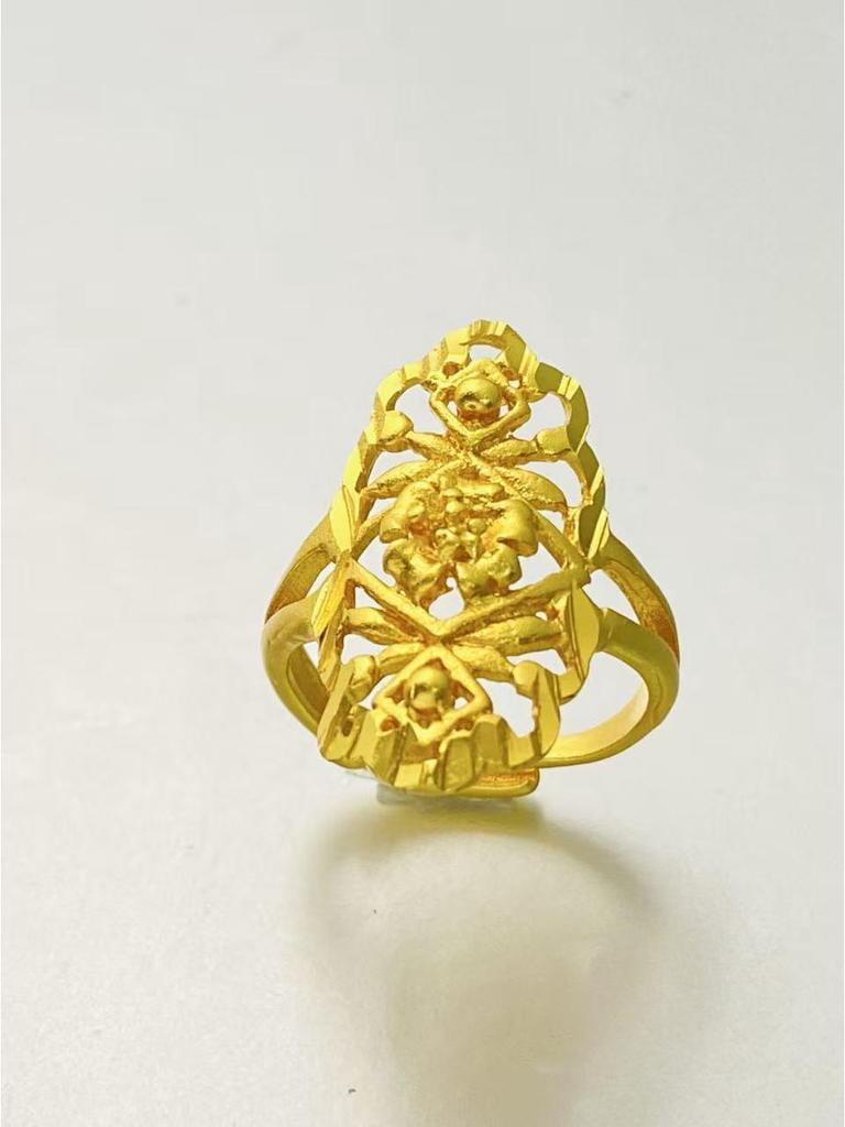 24K Gold Plated Adjustable Brass Ring - Personalized High-End Design