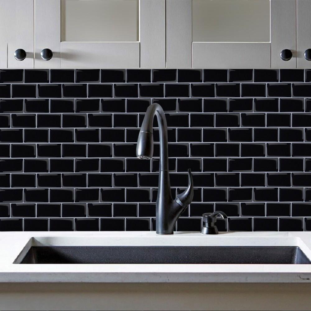 2 шт. Самоклеювальні кухонні шпалери Однотонні Водонепроникні Плитка для ванної Клейкі наклейки Потовщені Водонепроникні Наклейки для декору стін