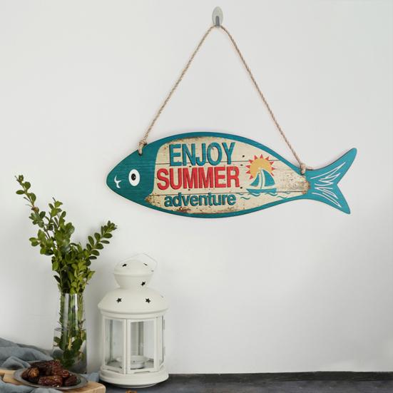 Unique Summer Hanging Sign Stylish Mediterranean Style Decorative Wall-mounted  Plate Ornament
