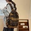 Vlněný kostkovaný studentský školní batoh s velkou kapacitou dámský batoh