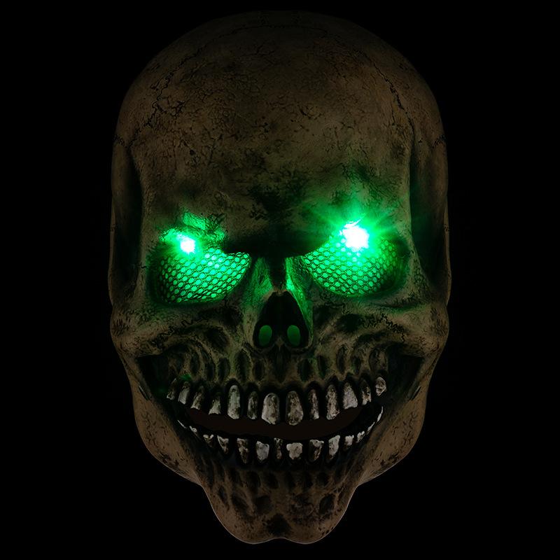 Halloween Mask, Latex Headgear with Movable Mouth, Skull, Glowing Mask for Bar Parties and Dances COS Role Play