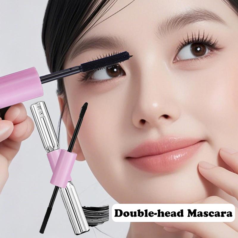 Double-In-One Mascara Silk Fiber Mascara Waterproof Mascara For Eyelash Extension Black Thick Lengthening Eyelashes Cosmetics