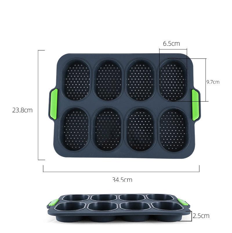Oval 8-Grid Non-Stick Silicone Cake Mold for Home Baking