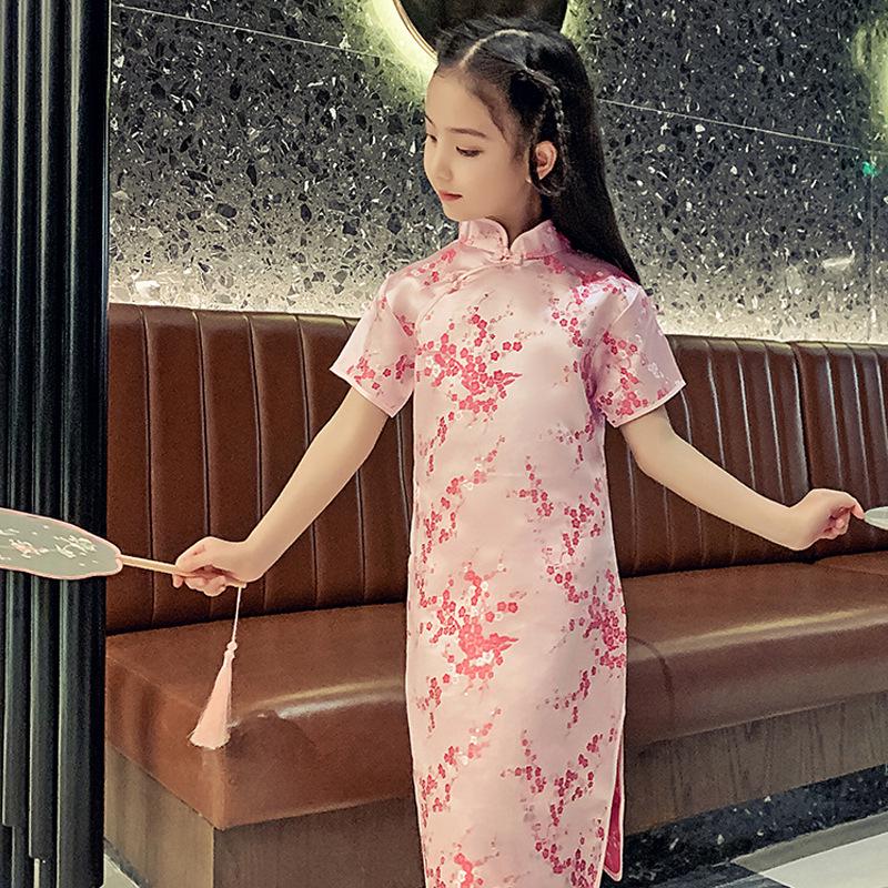 2023 Chinese Style Floral Cheongsam for Girls - Birthday, Banquet & Performance Dress