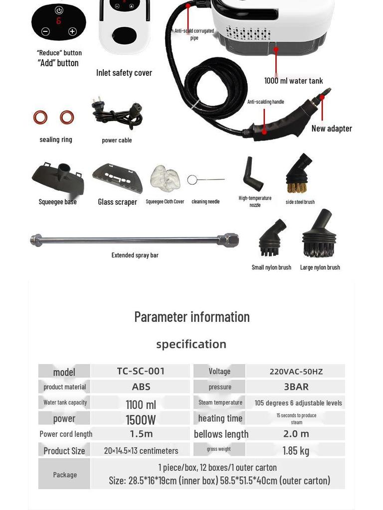 Multi-functional Handheld Steam Cleaner: High-Pressure Hood & Household Disinfection