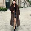 Fur Collar Lace-up Imitation Cashmere Jacket Women's Autumn and Winter High-end Mid-length Thickened Jacket Coat