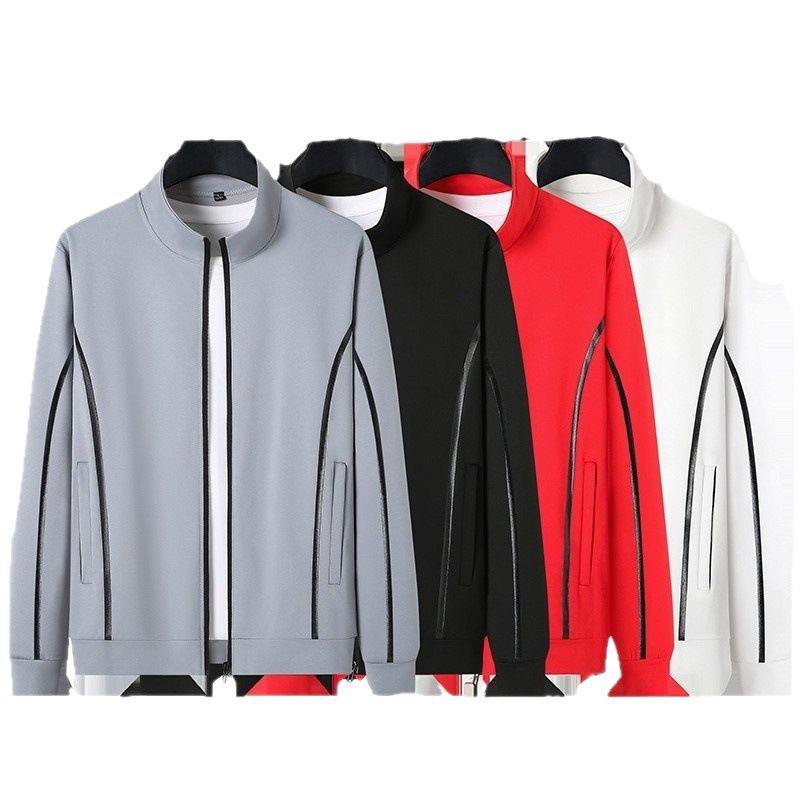 Men's Plus Size Cotton Casual Sports Set - Spring/Autumn Stand Collar Jacket & Two-Piece Trend