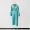 Satin V-Neck Casual Robe Dress - 2025 European & American Autumn Collection