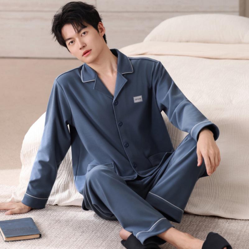 

Velvet Men s Autumn/Winter 2025 Long Sleeve Cardigan Pajamas: Warm, Loose, Plus Size Homewear & Outerwear XXL