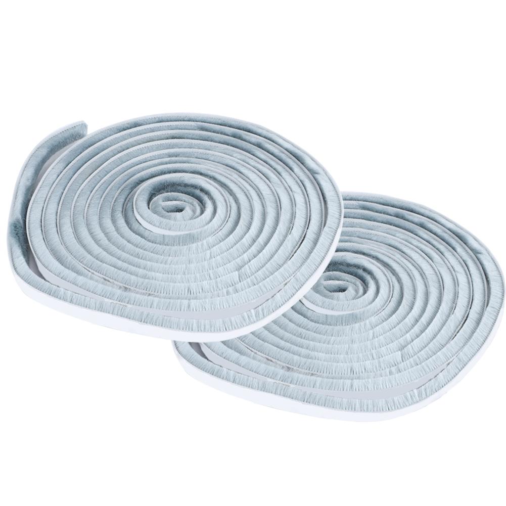 2 Pezzi 9x9mm Antipolvere Antivento Autoadesiva Striscia Sigillante a Spazzola per Porta Finestra 5m Grigio Argento