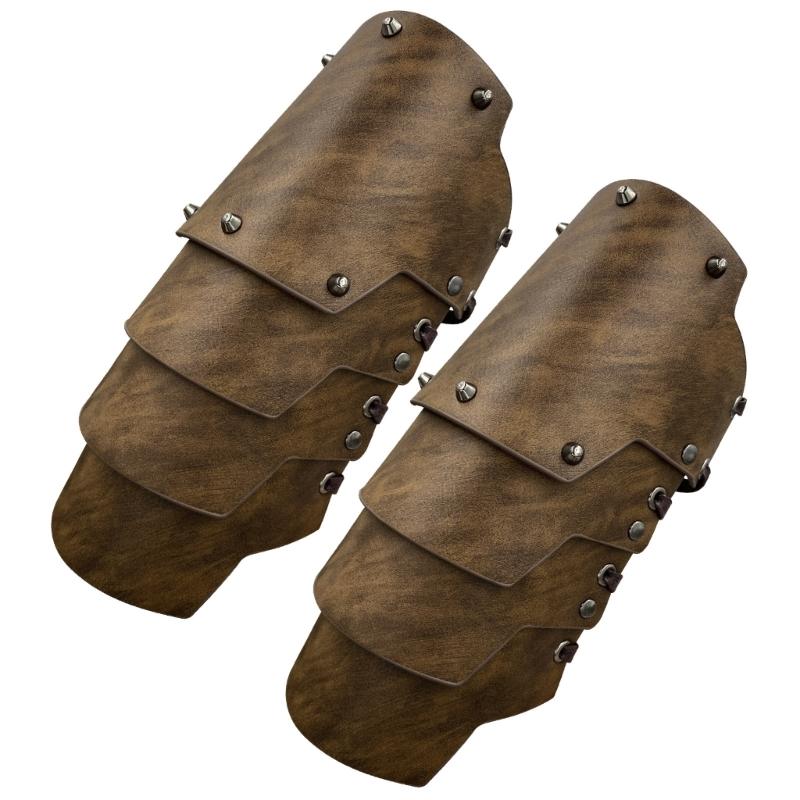 4-lagige Ritter-Handschuhe Mittelalterliche Armschienen Renaissance-Kostüm PU-Armschienen
