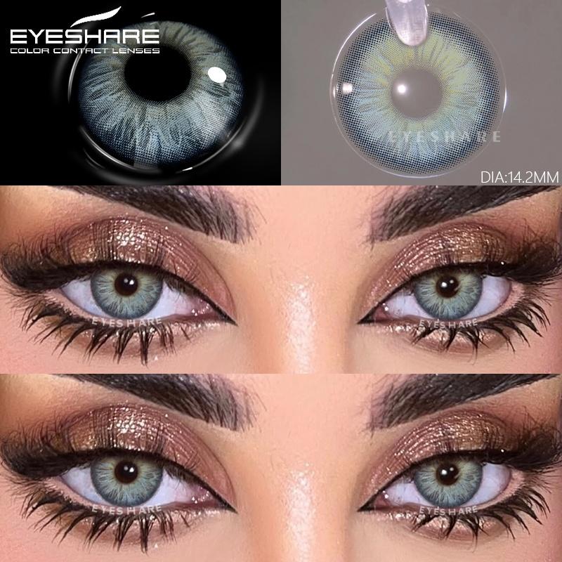 

1 пара серых контактных линз для глаз, натуральные голубые линзы для глаз, цветные зеленые линзы для глаз, косметические линзы для годового использования