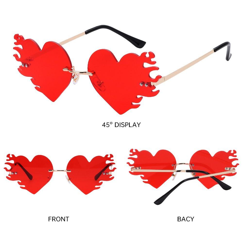 UV400 Protection Flame Love Sun Glasses Rimless Party Favor Eyewear  for Women & Men