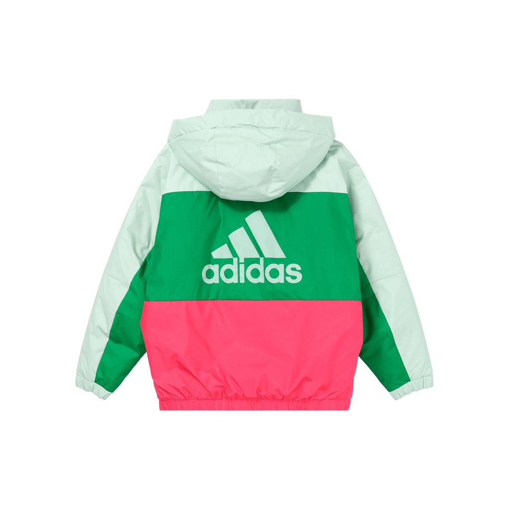 Adidas Warm Color Block Sports Hooded Down Jacket Women Jacket Green GF0015