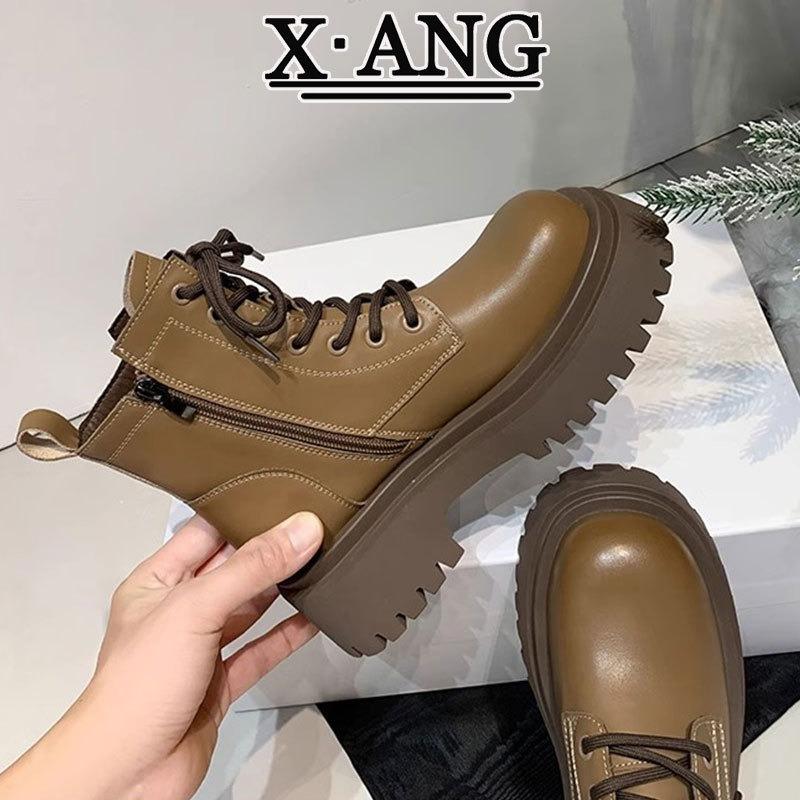 Leder Martin Stiefel Kinder dicksohlige erhöhende kurze Stiefel Herbst und Winter neue Samt verdickte warme große Baumwolle Schneestiefel