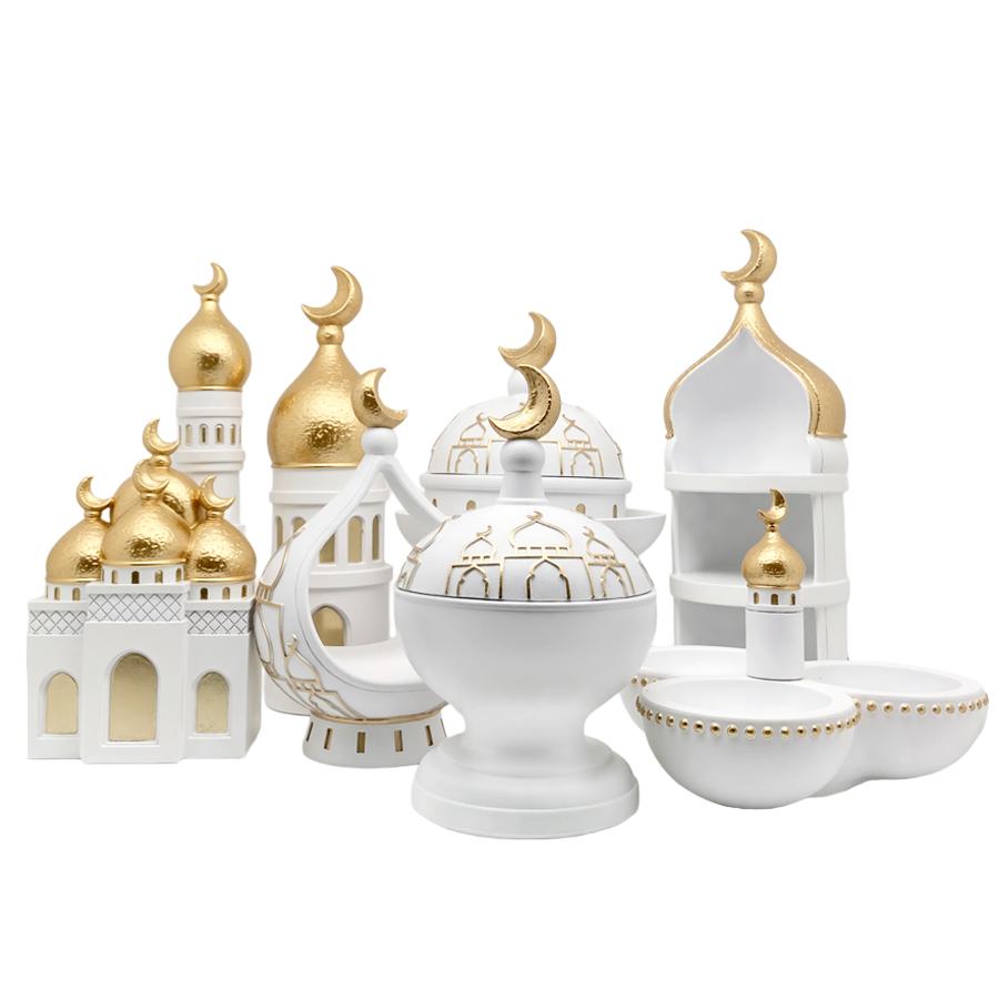 1 szt. Ramadan Muzułmański Kopuła Kaaby Meczet Islamska Ozdoba na Biurko Stół Dekoracja Samochodu Rzemiosło Prezenty Świecznik