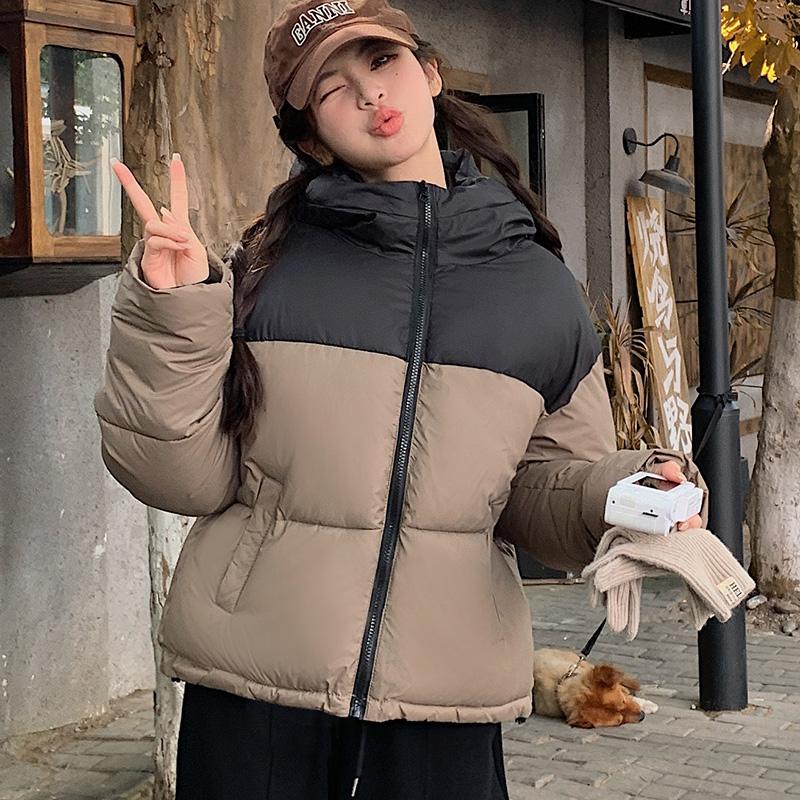 

2024 Новые осенне-зимние женские парки с капюшоном, куртки, повседневные лоскутные куртки на молнии, пальто, женские зимние куртки, парки, пальто XXL хаки