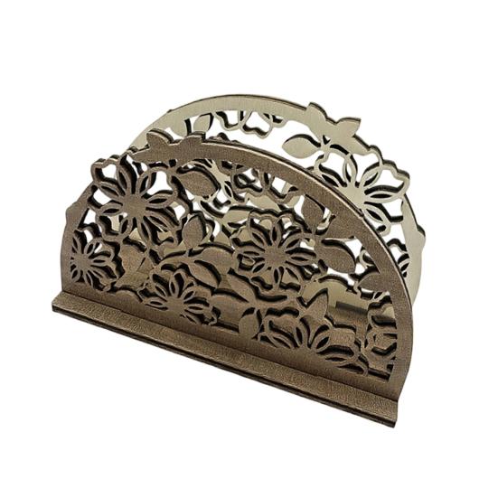 Wooden Paper Towel Holder Decorative Bird Turtle Floral Tissue Dispenser with Universal Card Slot, Napkin Dispenser for Kitchen Dining Table Counter