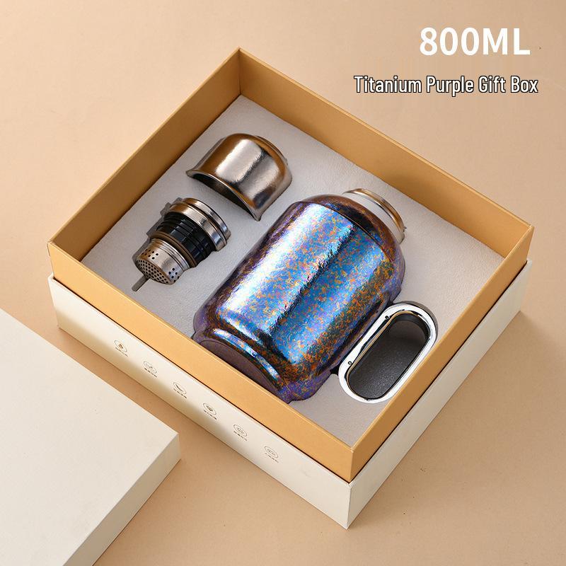 800ML Pure Titanium Tea Pot with Magnetic Lid, Temperature Display, Insulation, Large Capacity - Perfect for Car or Gift Use