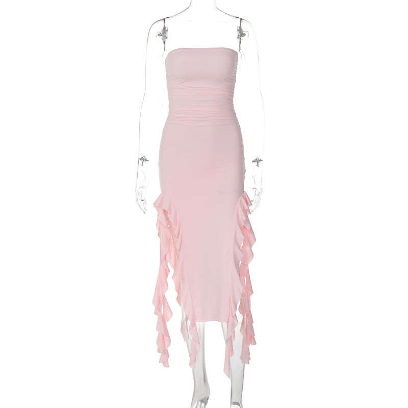 Spicy girl dress Women's Clothing Bra skirt Summer Sense of design Irregular Dress Sleeveless