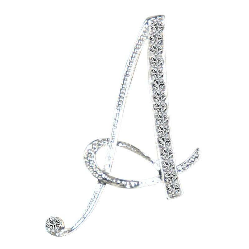 1PC 26 Letters Classic Charm Women Brooch Accessories Rhinestone Jewelry Clothing Decoration Crystal Pins Temperament