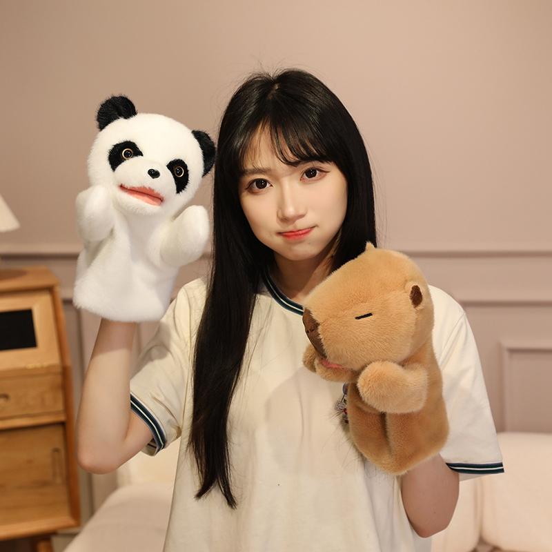 Cartoon Animal Capybara Raccoon Hand Puppet Parent-child Game Doll Lion Elephant Pig Appease Toys Birthday Gifts For Children