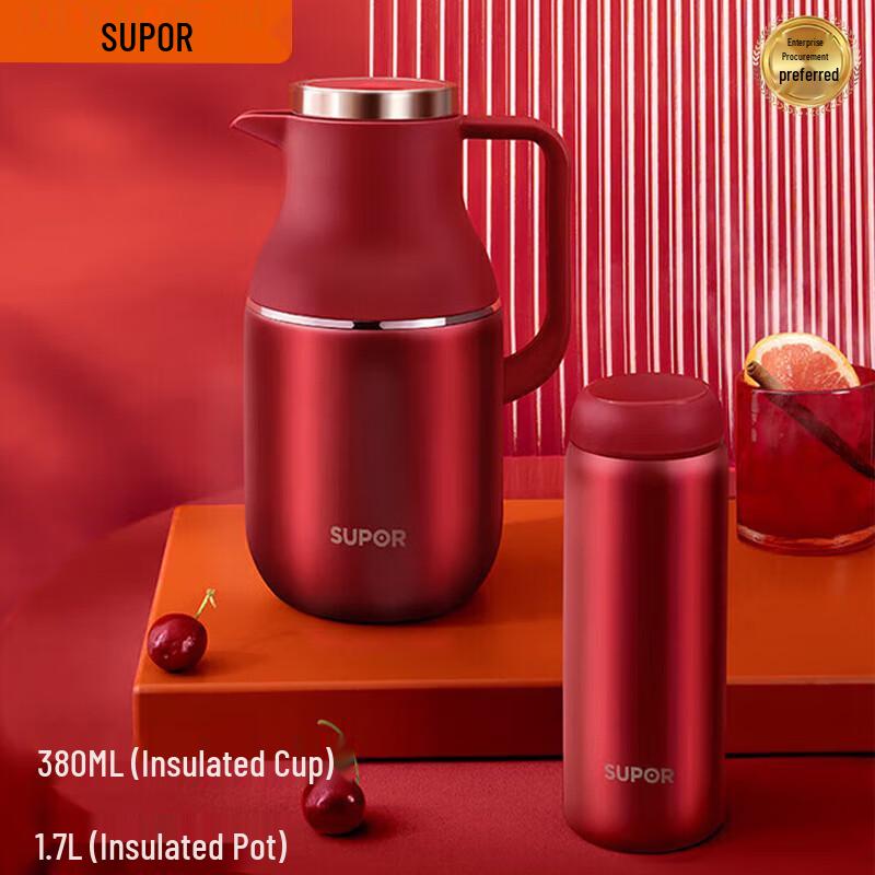 SUPOR 304L Stainless Steel Insulated Kettle & Mug Set
