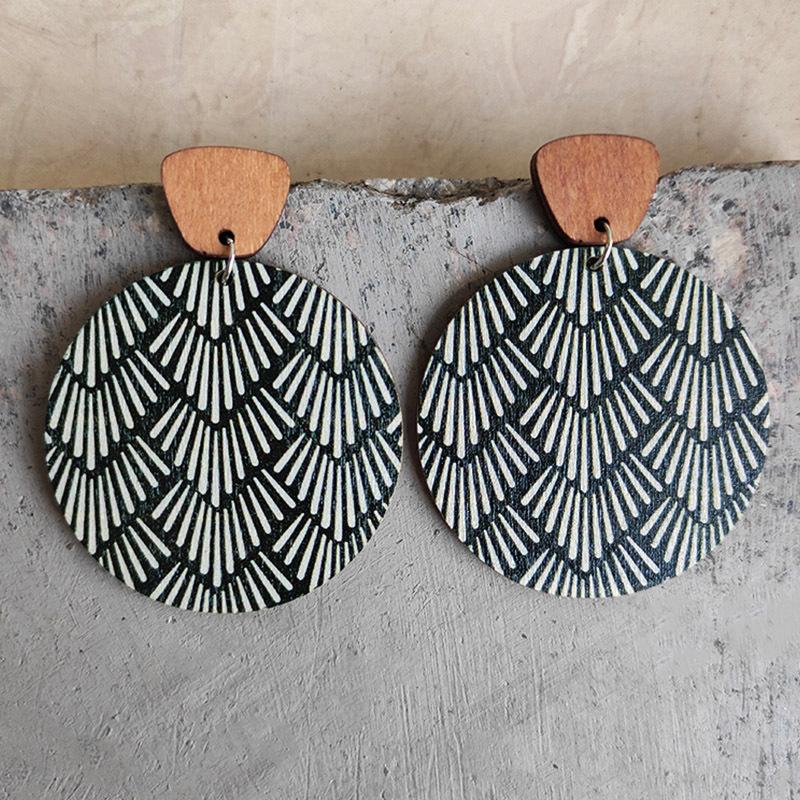 Set di 2 paia di orecchini in legno in stile bohémien, orecchini