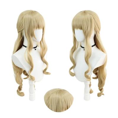 Navia Cosplay Pruik Spel Fontaine Navia Lang Linnen Goud Krullend Hittebestendig Synthetisch Haar Rollenspel Pruiken + Pruikkap