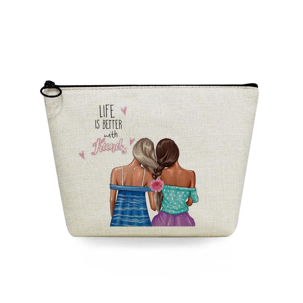 Women Sisters Print Cosmetic Bag Toiletries Organize Travel Storage Case 6726