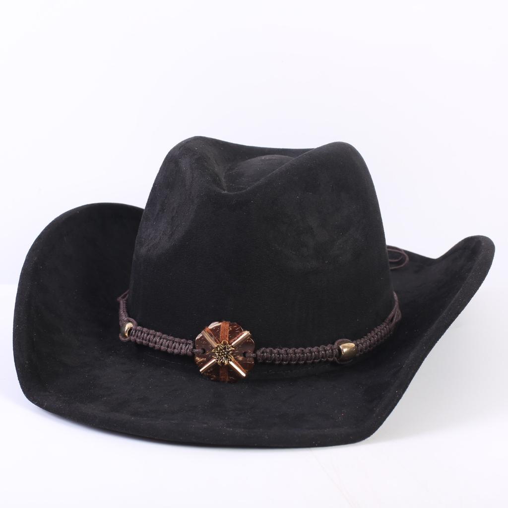 Popular European and American Classic Suede Western Cowboy Hat, Men's and Women's Fashion Big-brimmed Top Hat Shade